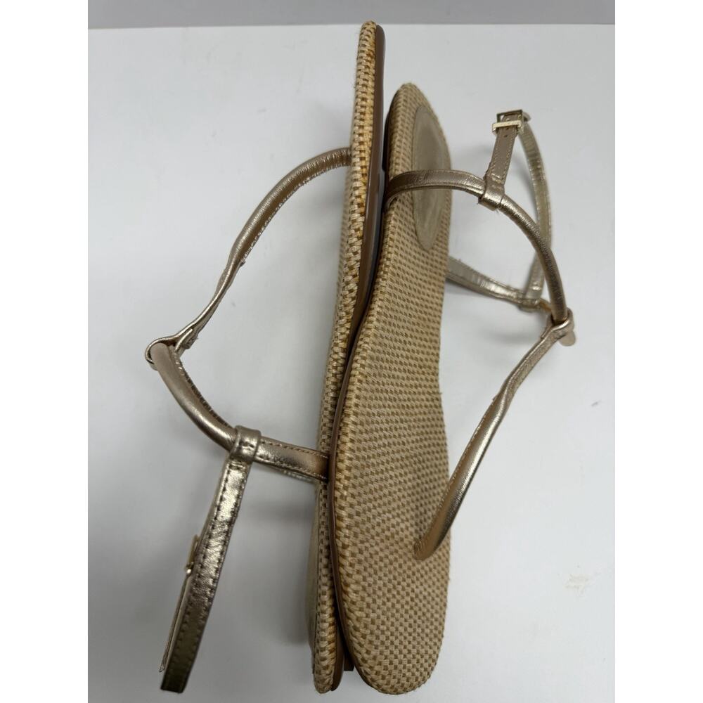 Schutz Women’s Elsha Gold Metallic Strappy Sandals T Strap Summer Size 9.5 M - Picture 9 of 10
